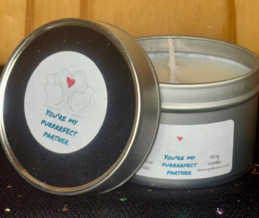 Purrrfect Partner (Cat theme) 80g vanilla container candle